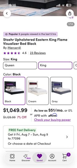 Must go today 🔥 King Size Luxury Fireplace Bed Frame – Black (New) 🔥