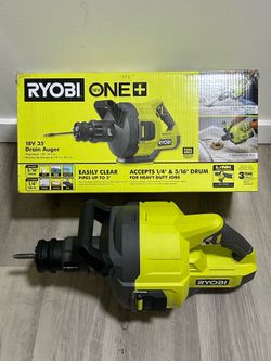 RYOBI ONE+ 18V Cordless Drain Auger with 35 ft Cable, LED Light, Auto Feed/Retract, Cable Lock, Enclosed Drum (Tool Only)