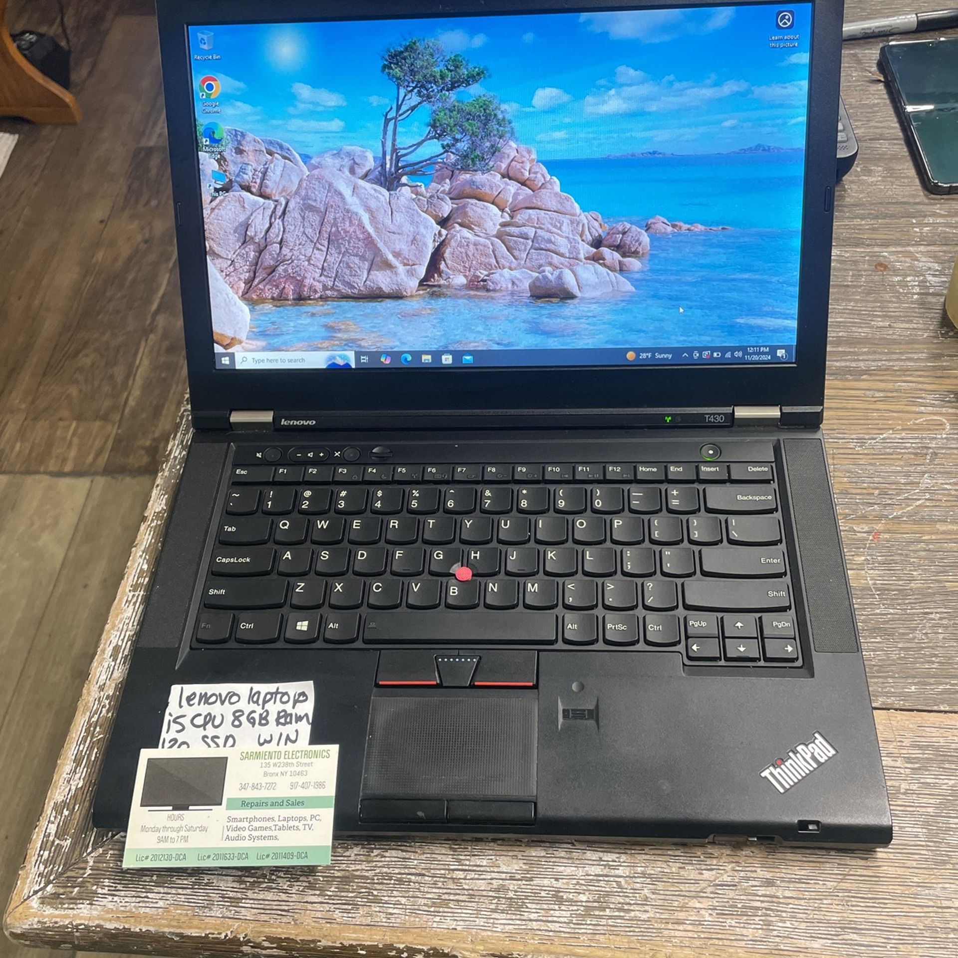 Thinkpad Laptop Win 10 -i5-8gb-120ssd $125