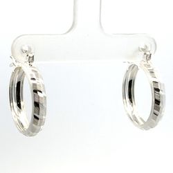 Woman’s Ladies 925 Sterling Silver Striped Hinged Hoop Hoops Earrings GP3121104
