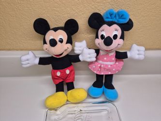 Mickey and Minnie Mouse plush soft stuffed 9" tall