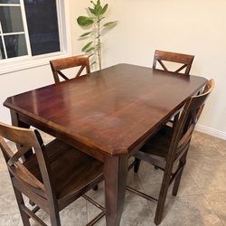 Dark wood dining set with 6 chairs