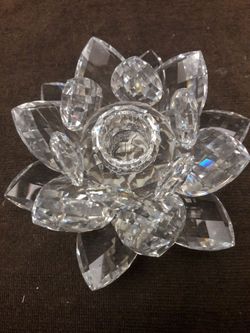 🌿🦋Large Crystal Water Lily Candle Holder 🦋🌿