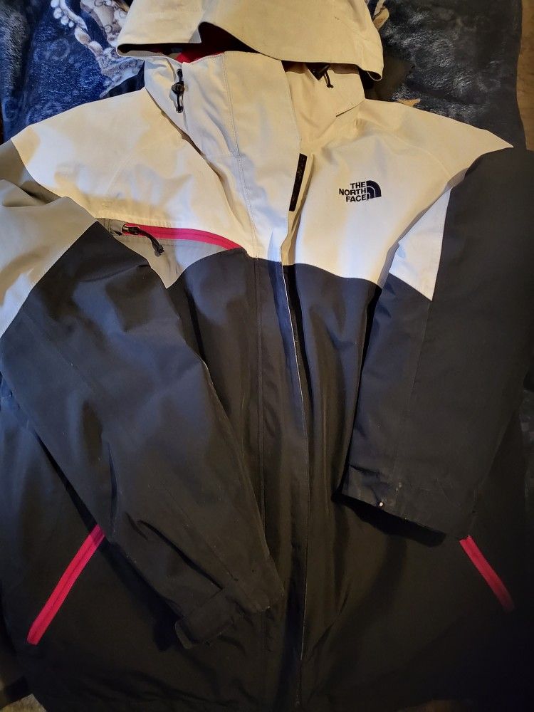 THE NORTH FACE WOMENS XL JACKET. IVORY / PINK / GREY