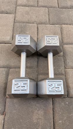 Pair of 25 pound HEX Dumbbells