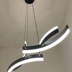 Modern Black Pendant Light, Arcs 4 Light 58" Wide LED Suspended Abstract Chandelier, Perfect Condition Like New!!!