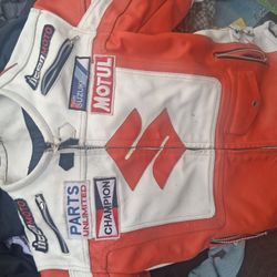 XL White and Red Men's Suzuki Motorcycle Racing Jacket