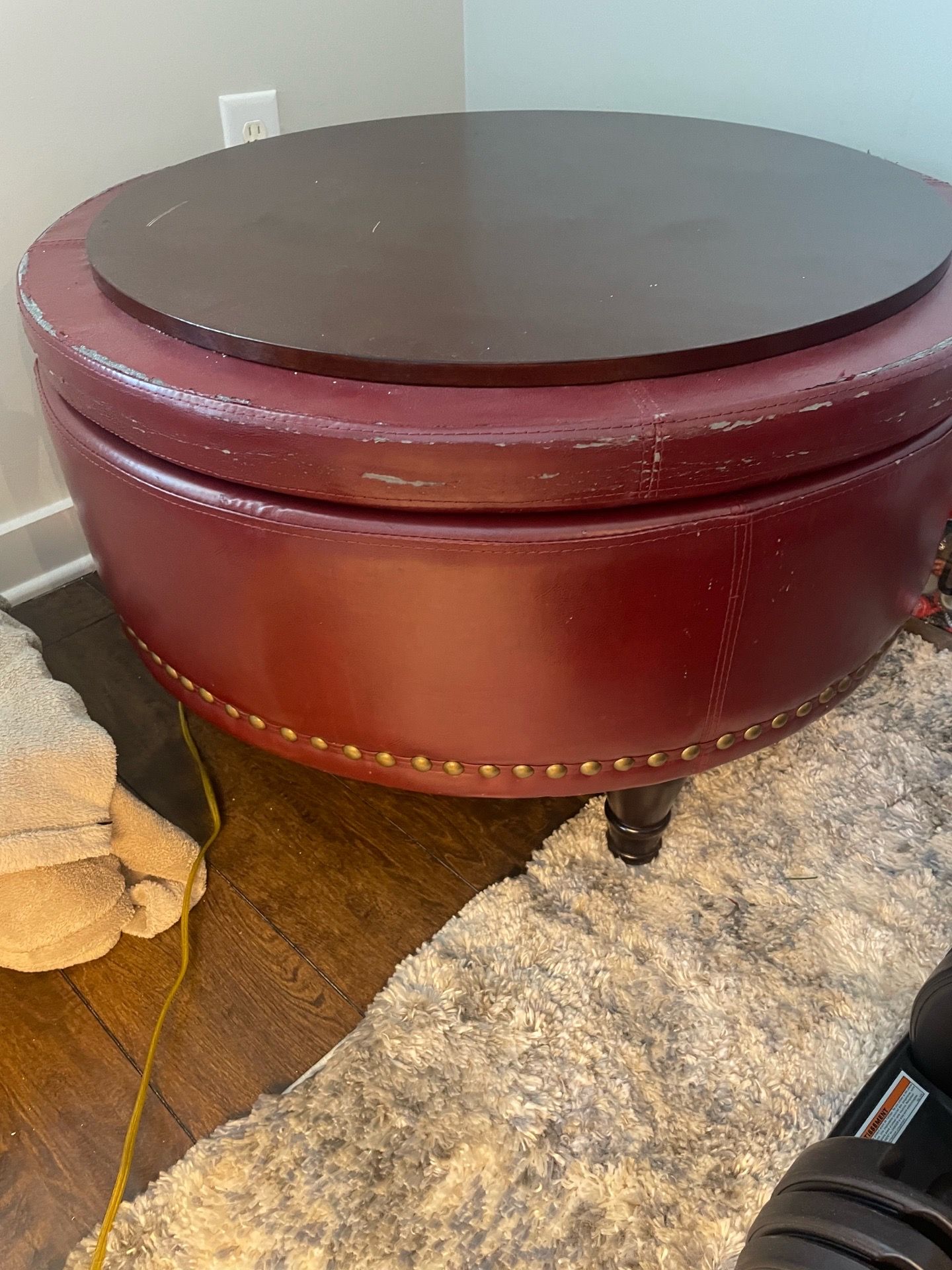 Round red ottoman