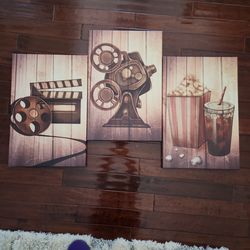 3 piece movie theme wall decor