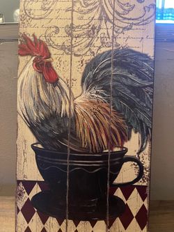 Rustic Rooster Wood Plank Wall Art