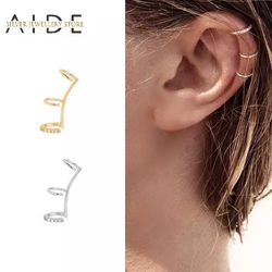 2022 New Gorgeous AIDE Minimalism 3 Layers Ear Cuff Trendy Punk Non Pierced Ear Cartilage Clip on Earrings for Women Silver 925 Jewelry.  Metal Type: 