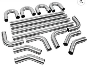 16 pcs 2.5 inches OD DIY Custom Stainless Steel Mandrel Exhaust Tubing Bend Straight Pipe Kit