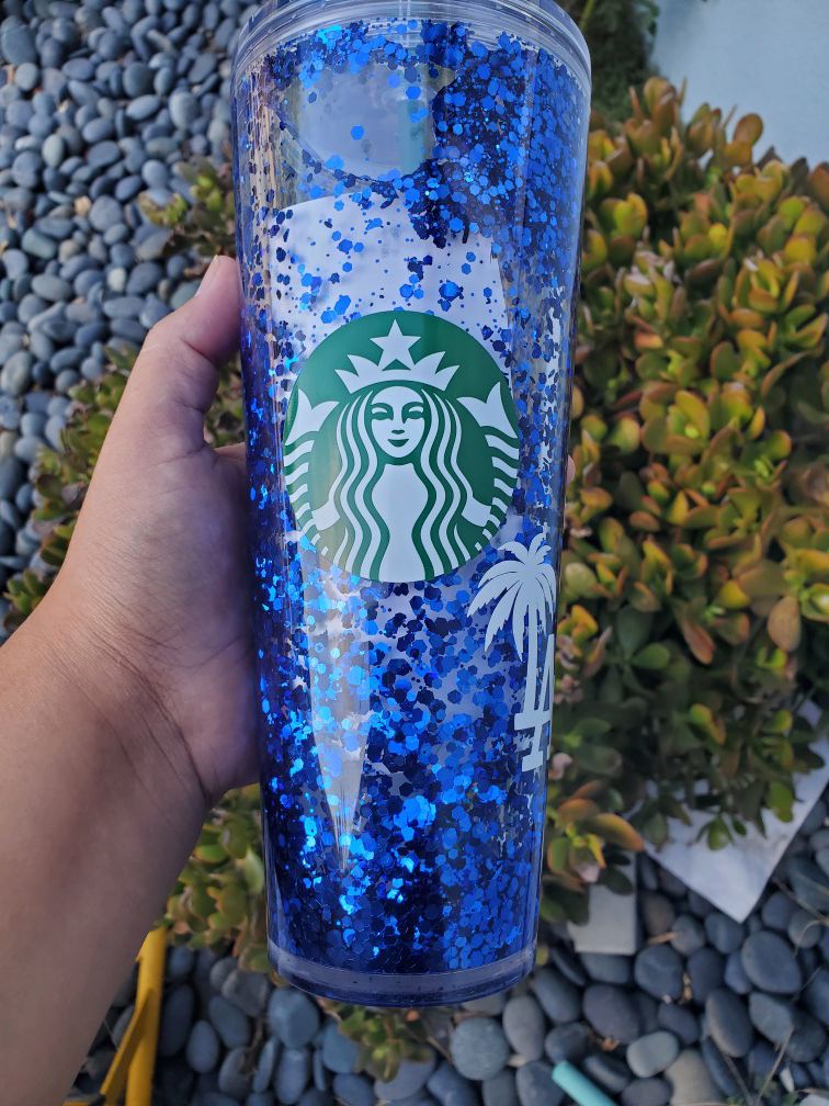 Starbucks Glitter cup Dodgers