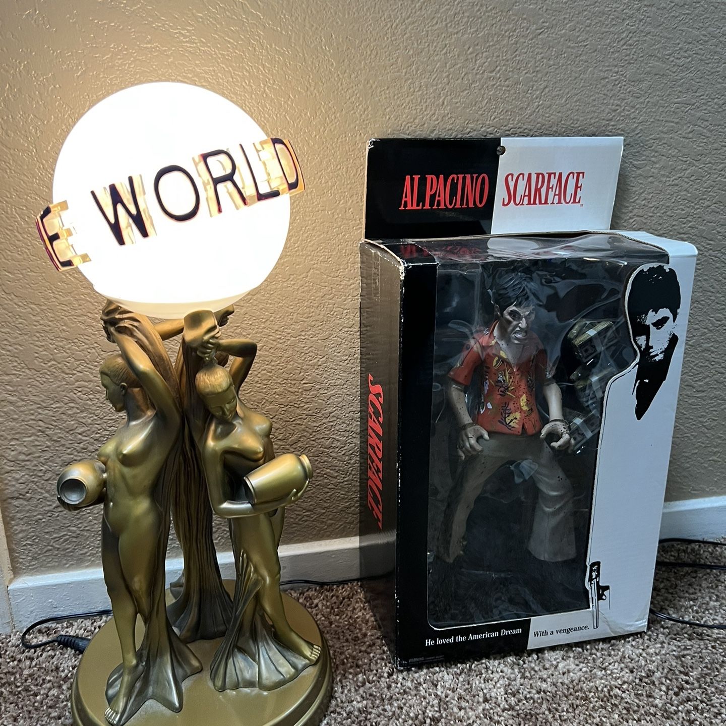 Scarface Rare Lamp And Tony Montana Action Figure for Sale in