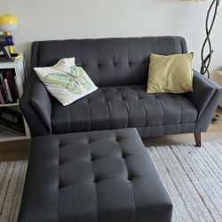 Gray Couch With Ottoman 