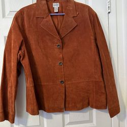 Chicos Womens Jacket Leather Burnt Orange