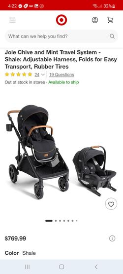 Joie Chive and Mint Travel System (no box and missing base but brand new) $450