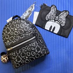 Disney Parks Store (similar to Loungefly) Animal Print with Hidden Mickey Mouse’s Grey Scale Animal Kingdom Mini Backpack - NWTs