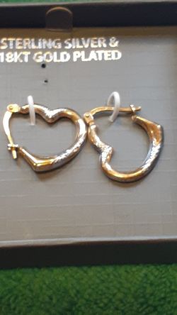 Sterling Silver /gold plated heart earrings ❤