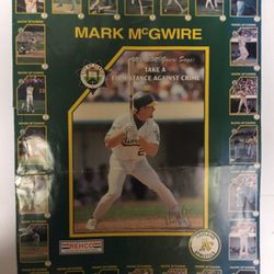 RARE - MARK MCGWIRE POSTER CARD SET 1992 Clovis Police lot Oakland Athletics A's 1990's Advertising signTrading  MLB Sports Vintage 90's 
