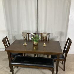 GATHER YOUR FAMILY! Contemporary Dining Table With 4 Chairs & Bench