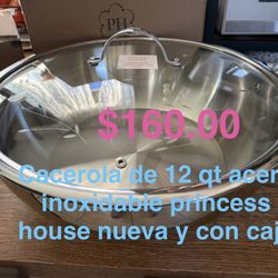 Cacerola De 12 Qt Acero Inoxidable 👉 princess house todo nuevo y con caja 📦