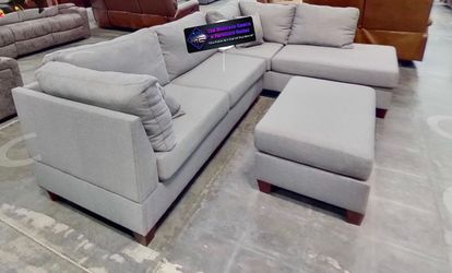 🛋️ NEW  Grey or Brown Bargain Comfy Sectional  w/Pillows 🚛  Avail 🛋️