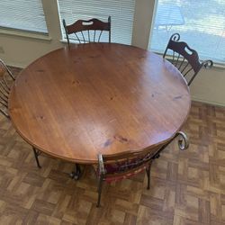 Dining Table with 5 Chairs – Sturdy Wood & Metal Design