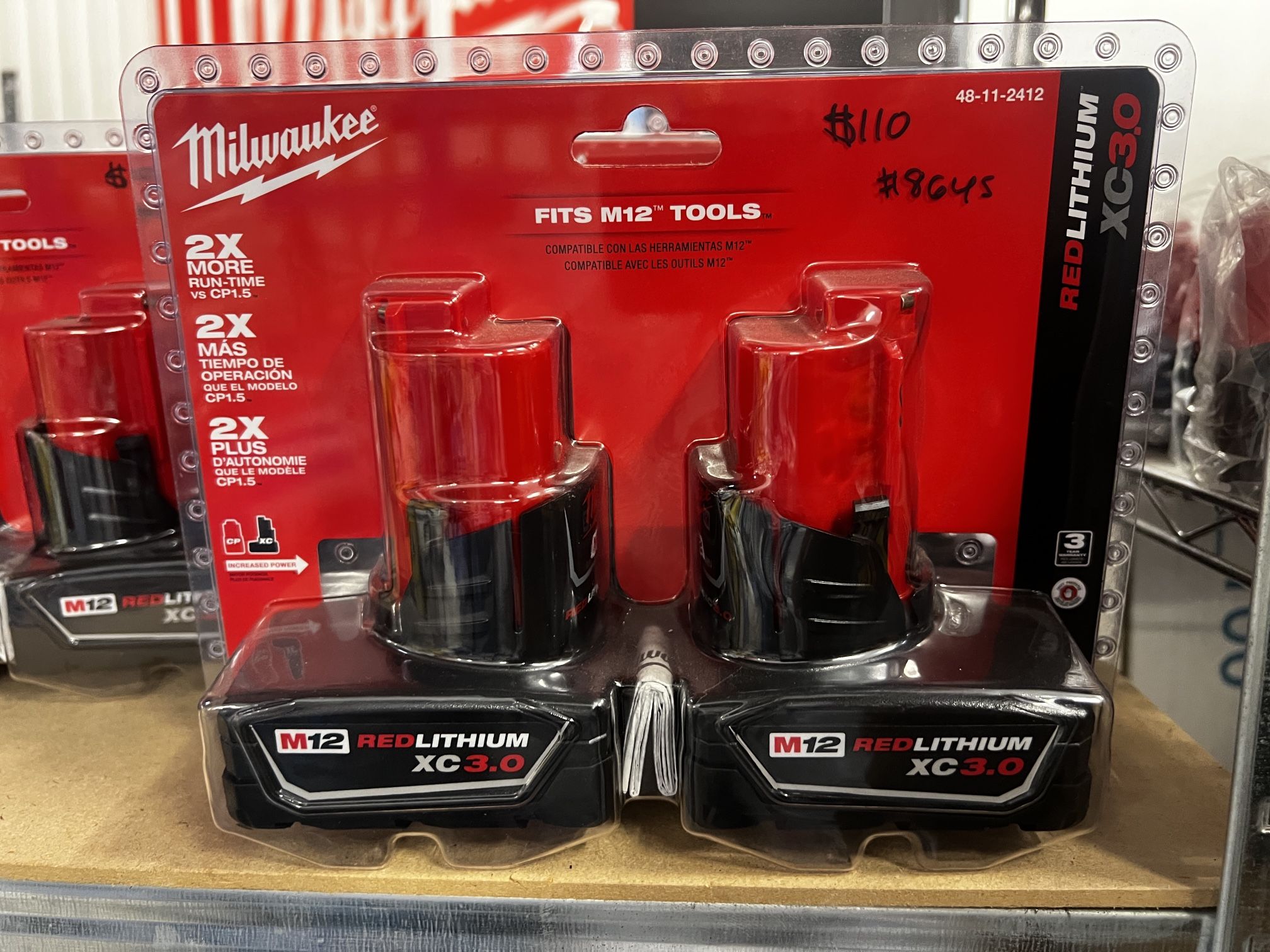 Milwaukee M12 12-Volt Lithium-Ion XC Extended Capacity 3.0 Ah Battery Pack (2-Pack)