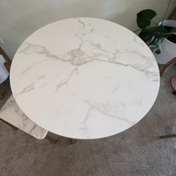 Small white & gold dining table 
