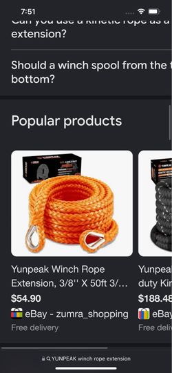 YUNPEAK Winch Rope Extension, 3/8'' X 50ft 3/8-orange-27000lbs, Green