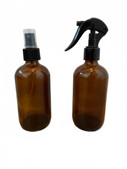 Amber Brown Spray Bottles with Fine Mist and Trigger Sprayers, Set of 2