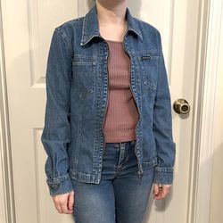 Aeropostale Y2K Blue Denim Collared Zip Up Jean Jacket
