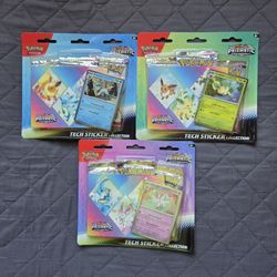 Pokemon Prismatic Evolutions Tech Sticker Collection Sylveon, Glaceon, Leafeon Lot Of 3 