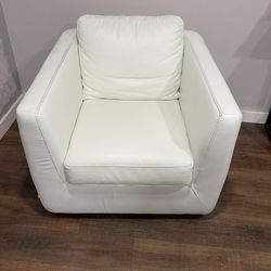White Leather Swivel Chair