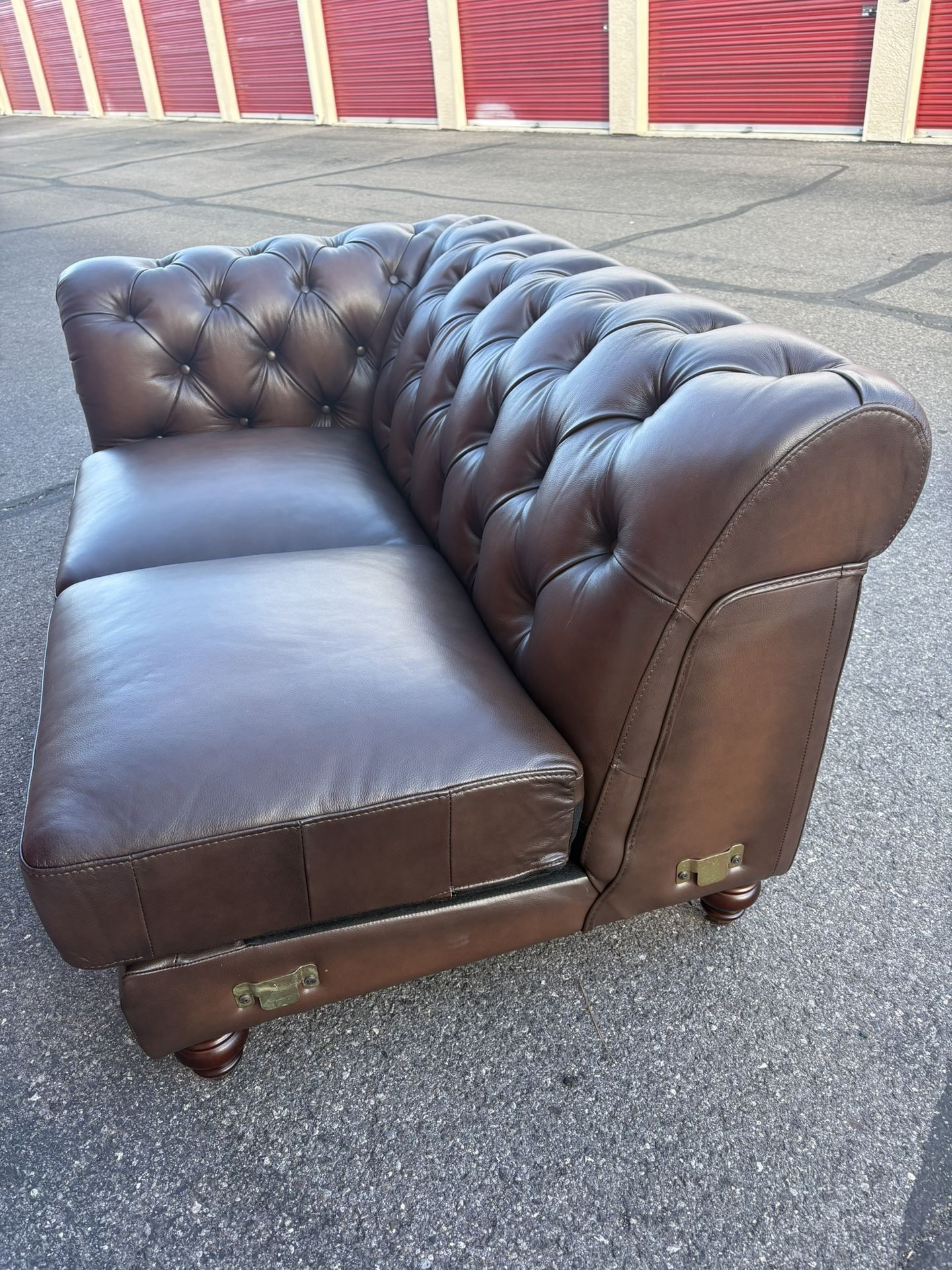 Brown leather 2 seat sofa