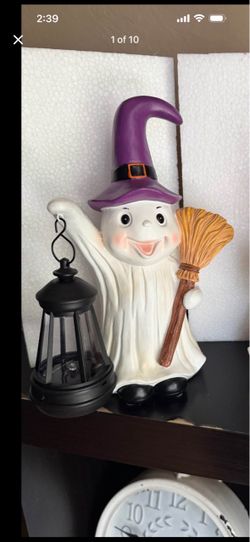 Halloween Ghost Witch Figurine with Lantern