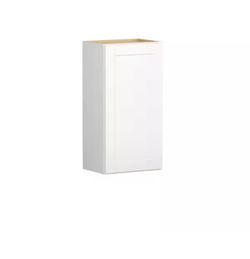 Hampton Bay Shaker 18 in. W x 12 in. D x 36 in. H Assembled Wall Kitchen Cabinet in Satin White