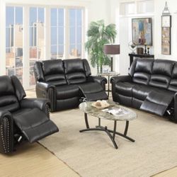 Brand New Super Plush 2 Pc Leather Sofa Loveseat 