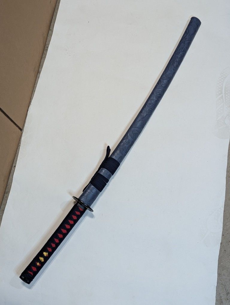 Katana With Blue Faux Leather Scabbard. T64052