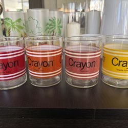 Set Of 8 Vintage crayon Glasses 