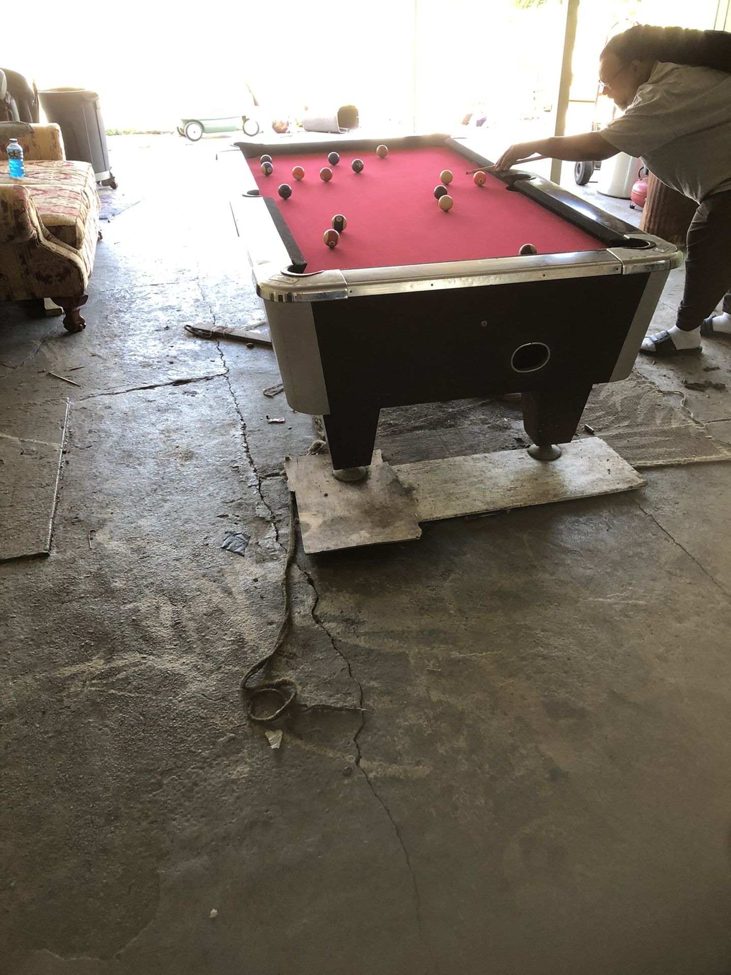 Red 8foot  Pool Table For Sale 