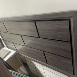 Used Queen Grey Bed With Mattress And Nightstand 