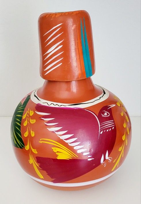 Cantaro or Cantarito Handmade Original from Michoacan Mexican Clay Pottery with Cup