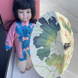 Vintage Chinese Porcelain Doll In Great Condition With Box 