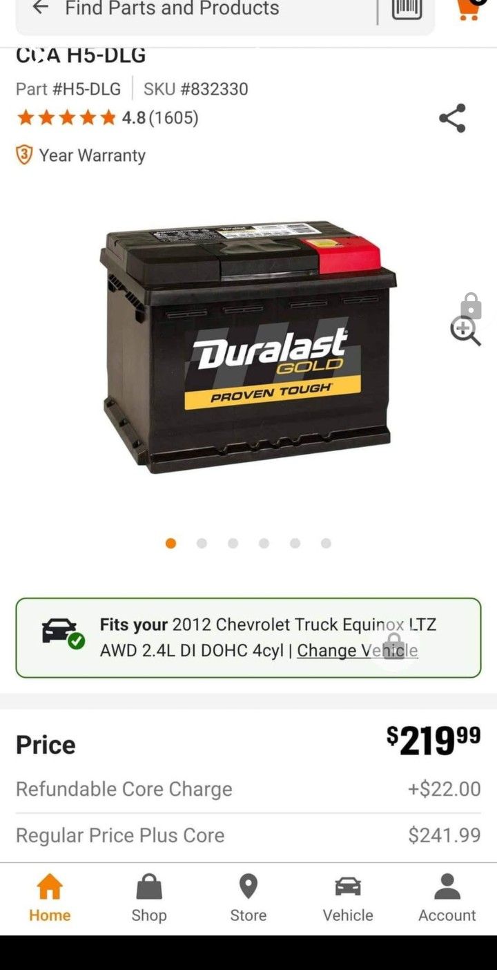 Brand New Duralast Battery H5dlg