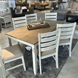 Dining Set Dining Table And 6 Chairs 💛No Needed Credit Check 💛 $39 Down Payment with Financing