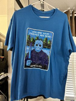 Friday the 13th-T-Shirt 8-Bit Jason Game Over - Blue Adult Size 2XL. 