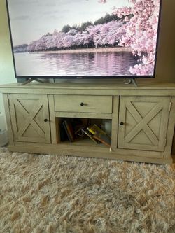 Eggshell Beige Tan Cream Travertine TV Stand with Storage