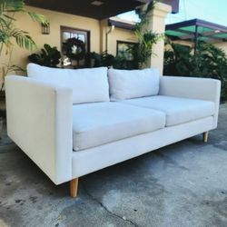 Modern Mid Century Off White Sofa